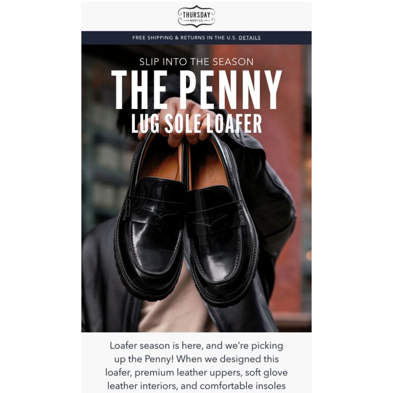 The Lug Sole Penny Loafer! - newsletter screenshot