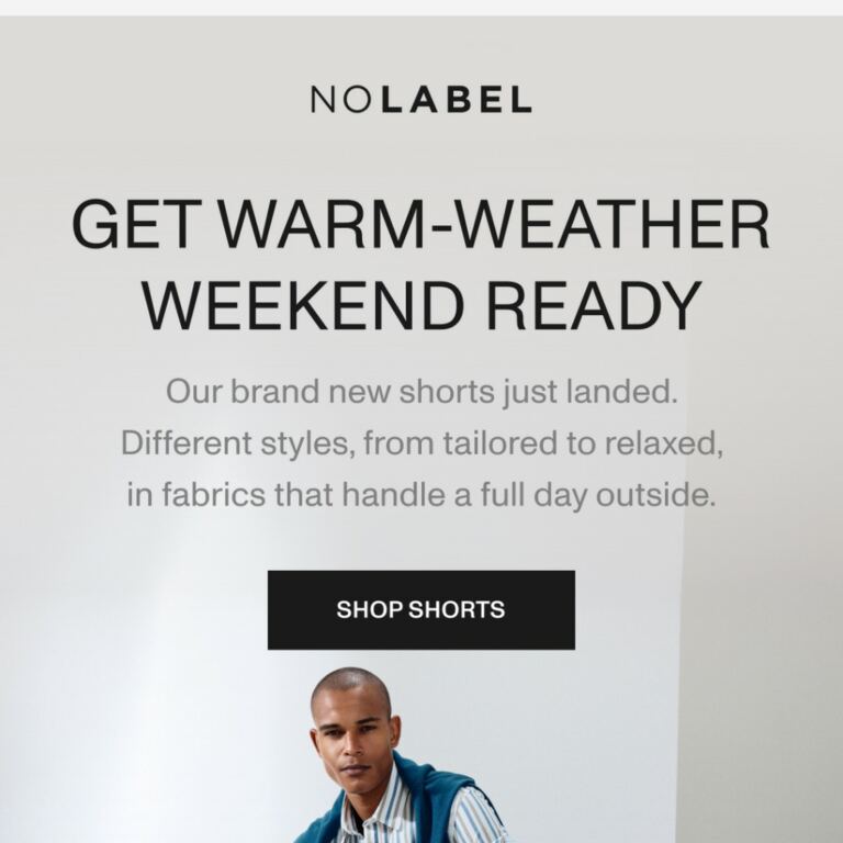 New shorts for the weekend + King's Day hours - newsletter screenshot