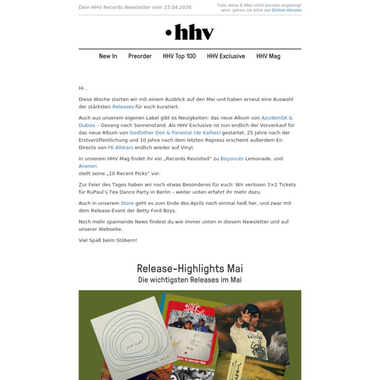 Release-Highlights Mai, AzudemSK, Godfather Don & Parental, FK Allstars - newsletter screenshot
