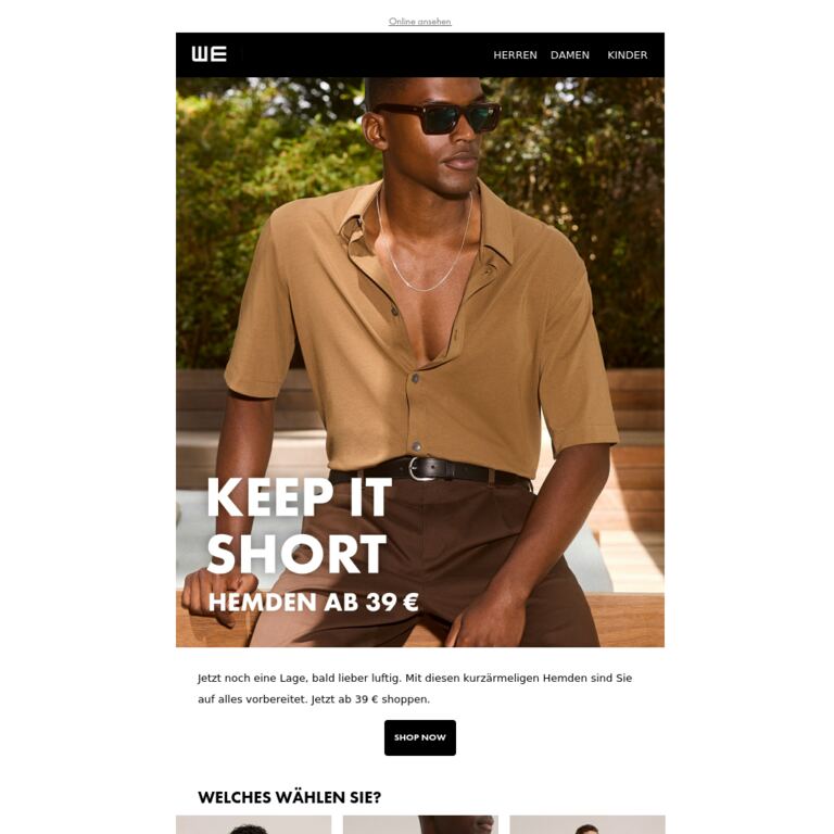 Hemden ab 39 € - newsletter screenshot