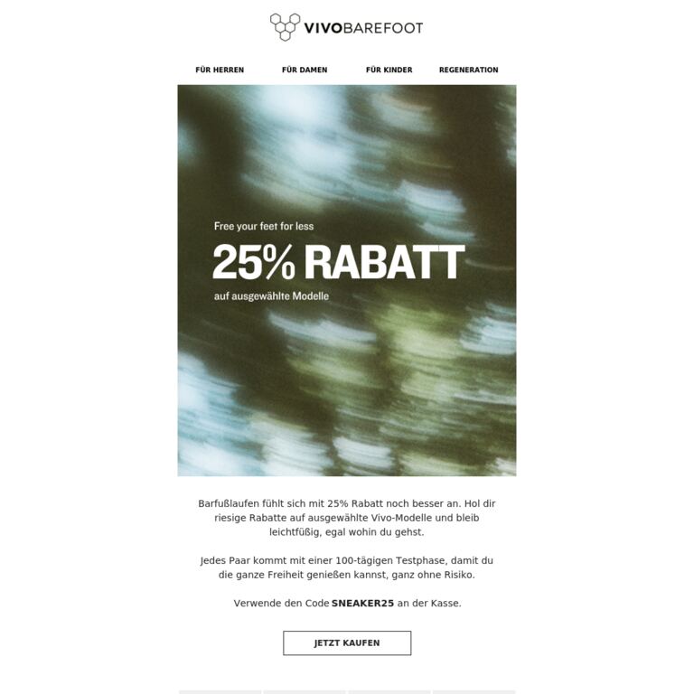 Spare 25% auf ausgewählte Sneaker - newsletter screenshot