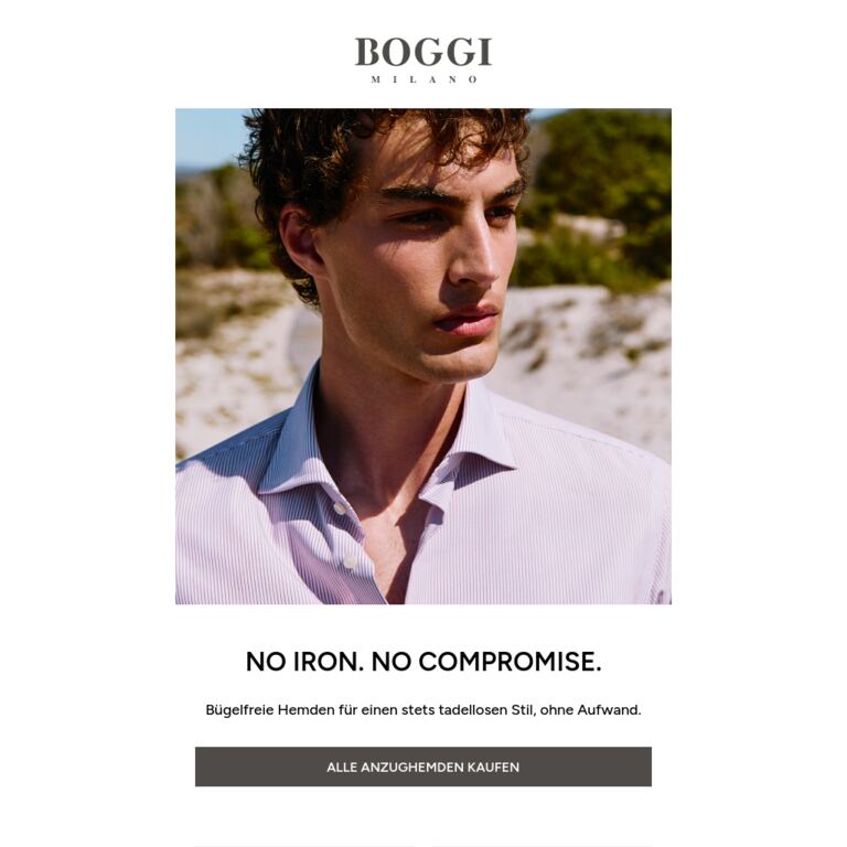 Hemden, die Sie nicht bügeln müssen - newsletter screenshot