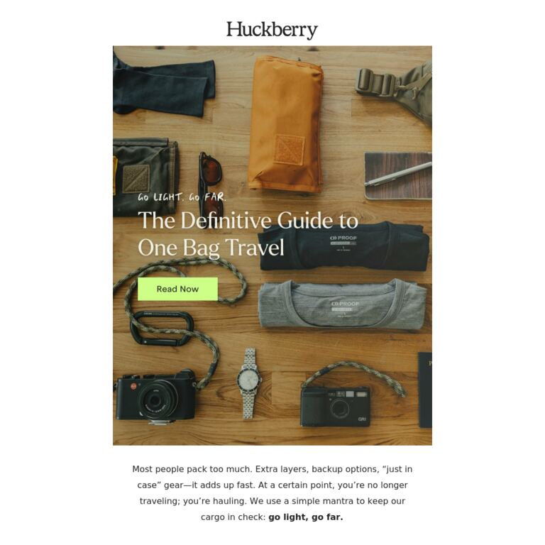 The Definitive Guide to One Bag Travel - newsletter screenshot
