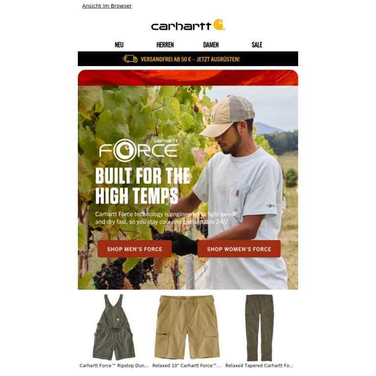 Powered by Carhartt Force™ - newsletter screenshot