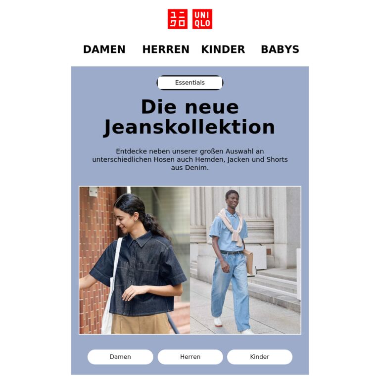 Relax, es sind Jeans - newsletter screenshot