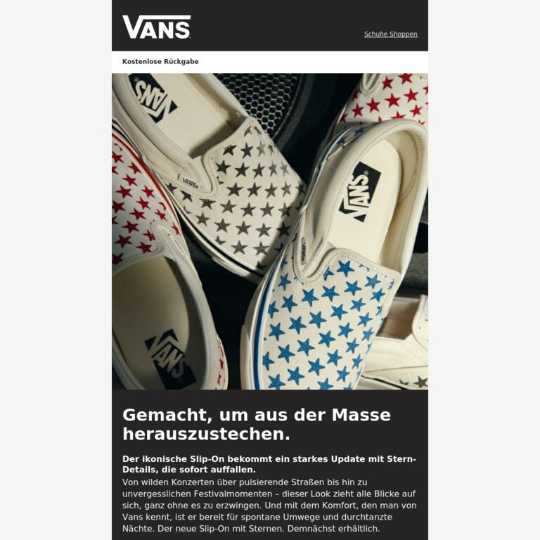 Coming Soon: Der Slip‑On bekommt ein Upgrade - newsletter screenshot