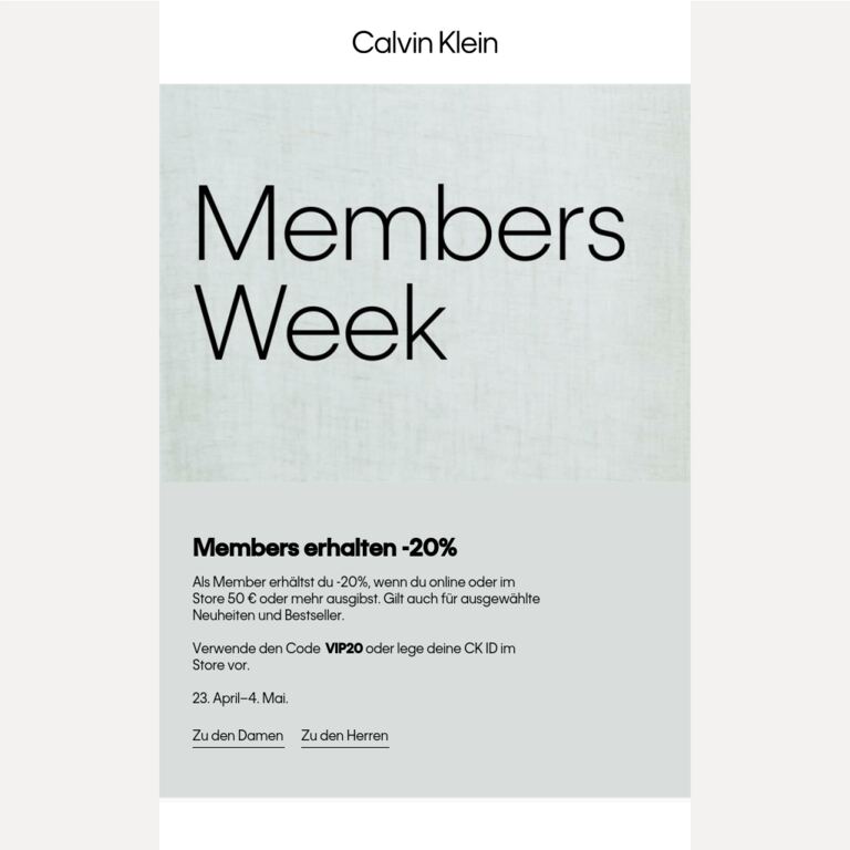 Members Week: dein exklusiver Zugang - newsletter screenshot