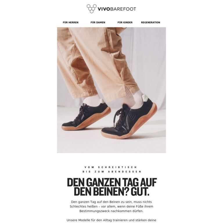 Den ganzen Tag auf den Beinen? Gut. - newsletter screenshot