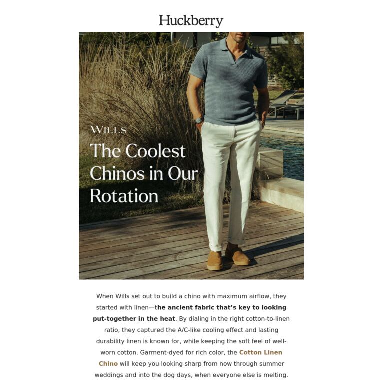 The Season's Coolest Chinos - newsletter screenshot
