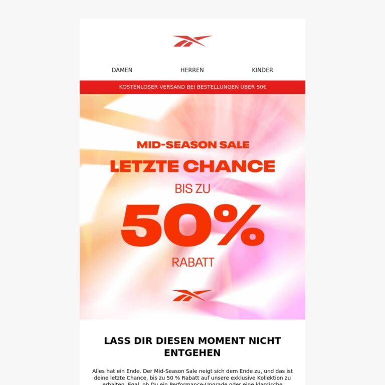 Letzte Chance: Bis zu 50 % Rabatt – nur noch kurze Zeit - newsletter screenshot