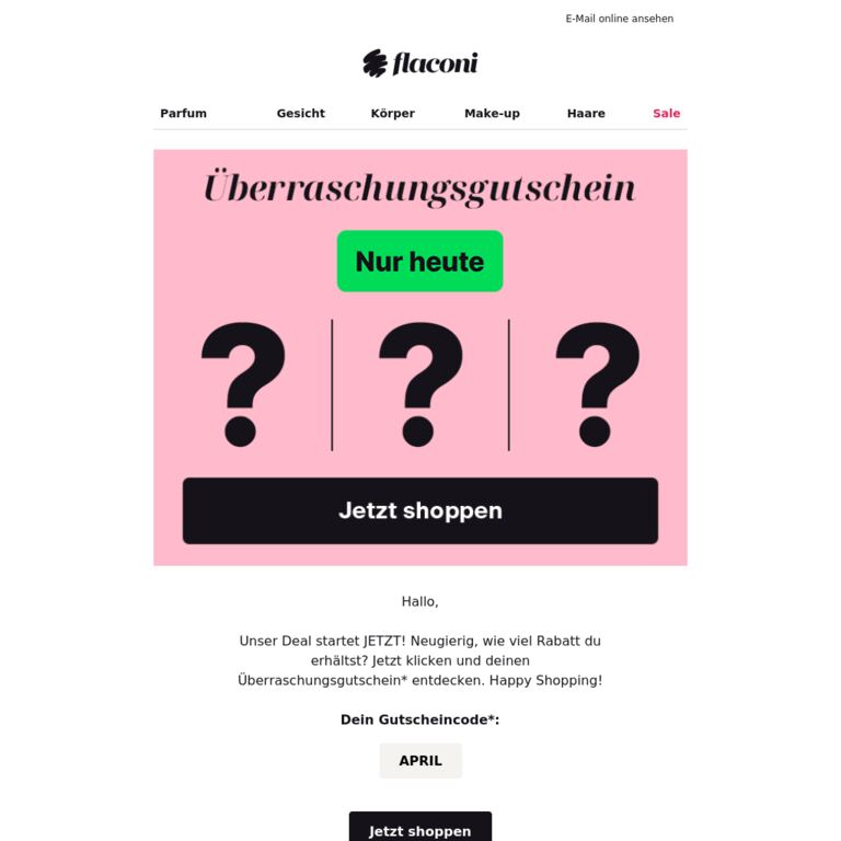 Dein geheimer Gutscheincode 🤫 - newsletter screenshot
