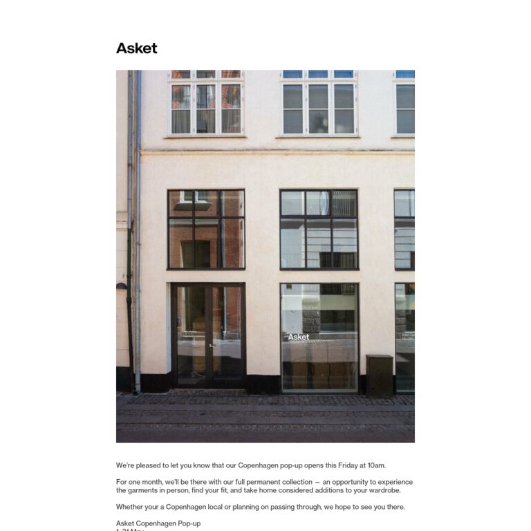 Opening Friday: Copenhagen pop-up - newsletter screenshot