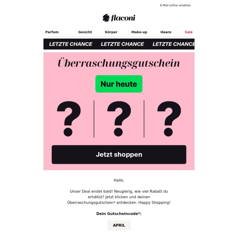 FINALE ❱❱ Überraschung nur für dich - newsletter screenshot