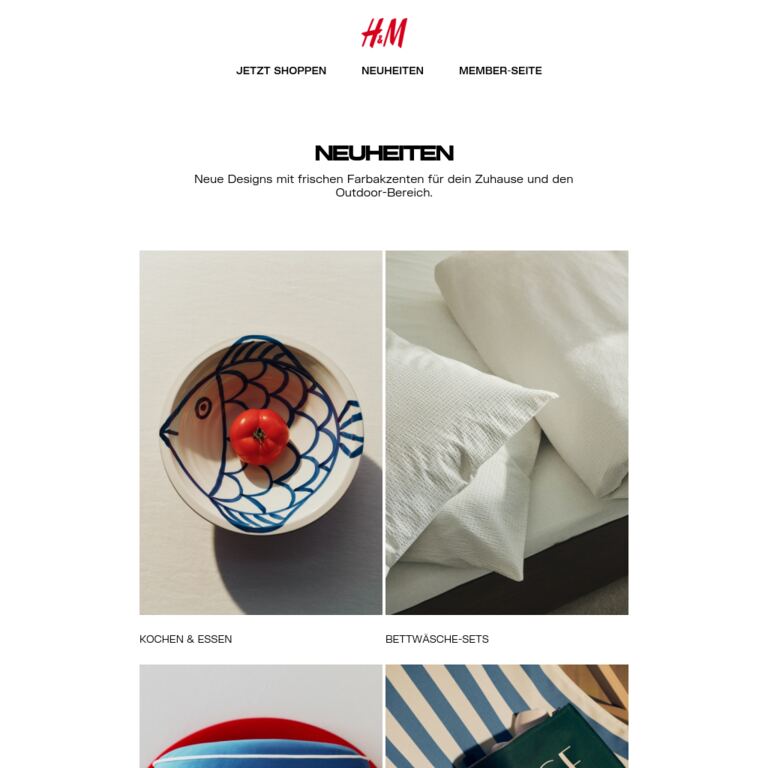 H&M HOME | Neuheiten - newsletter screenshot