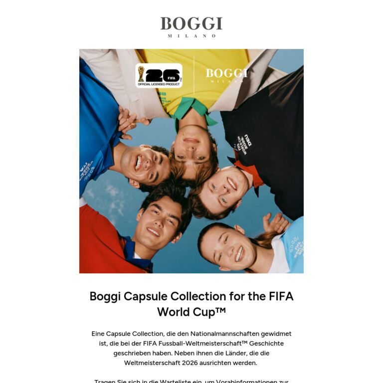 Entdecken Sie die Boggi Capsule Collection for the FIFA World Cup™ - newsletter screenshot