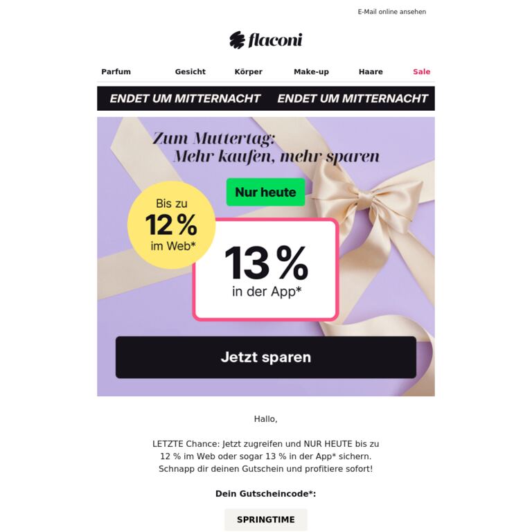 NOCH aktiv: -13 % sparen ⌛ - newsletter screenshot