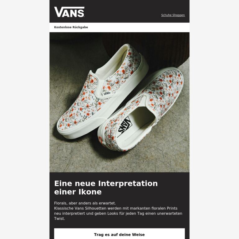 Florale Prints, anders - newsletter screenshot