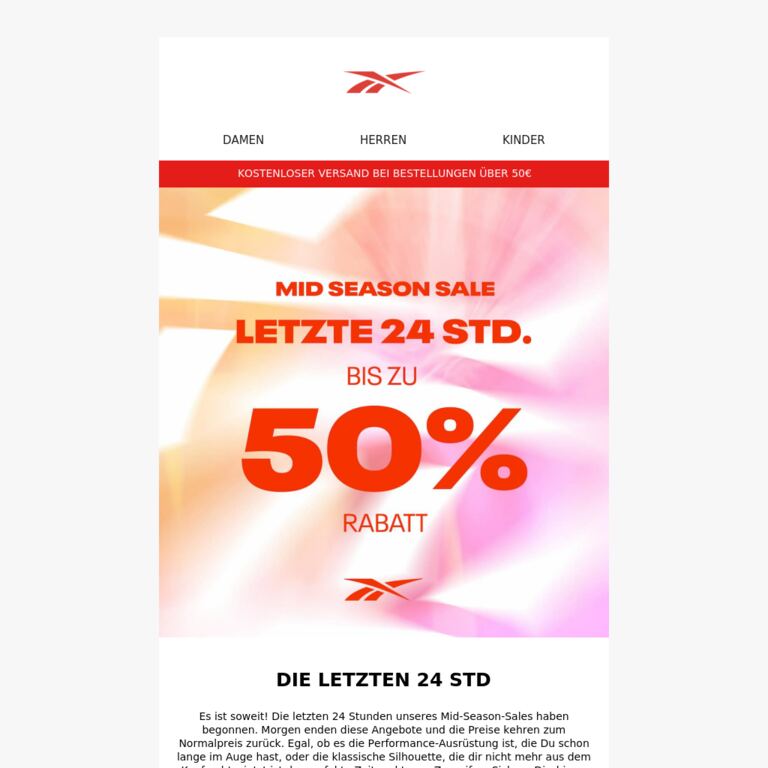 Letzte Chance: Nur noch 24 Std für 50 % Rabatt - newsletter screenshot