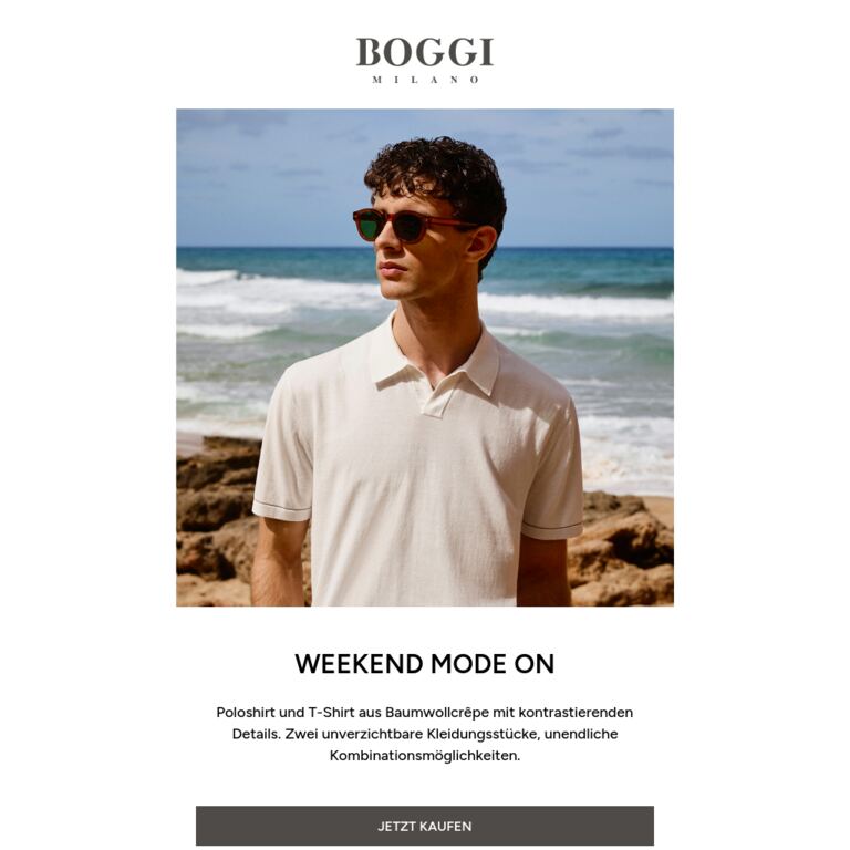 Weekend-Mode: Poloshirt & T-Shirt - newsletter screenshot