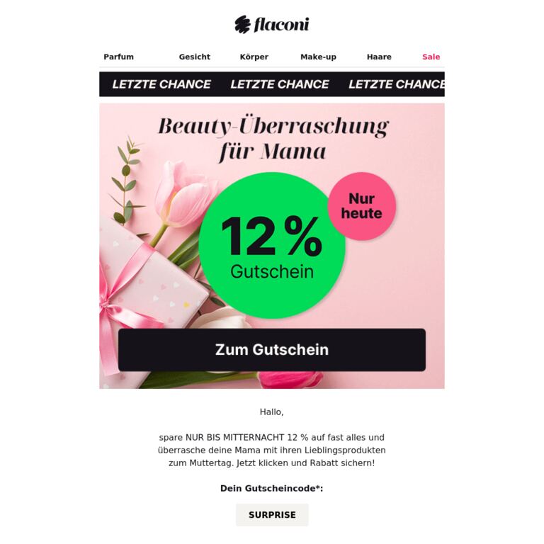 SCHNELL! Dein 12%-Gutschein verfällt⏱️ - newsletter screenshot