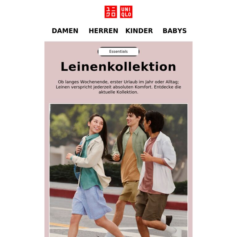 Die aktuelle Leinenkollektion - newsletter screenshot