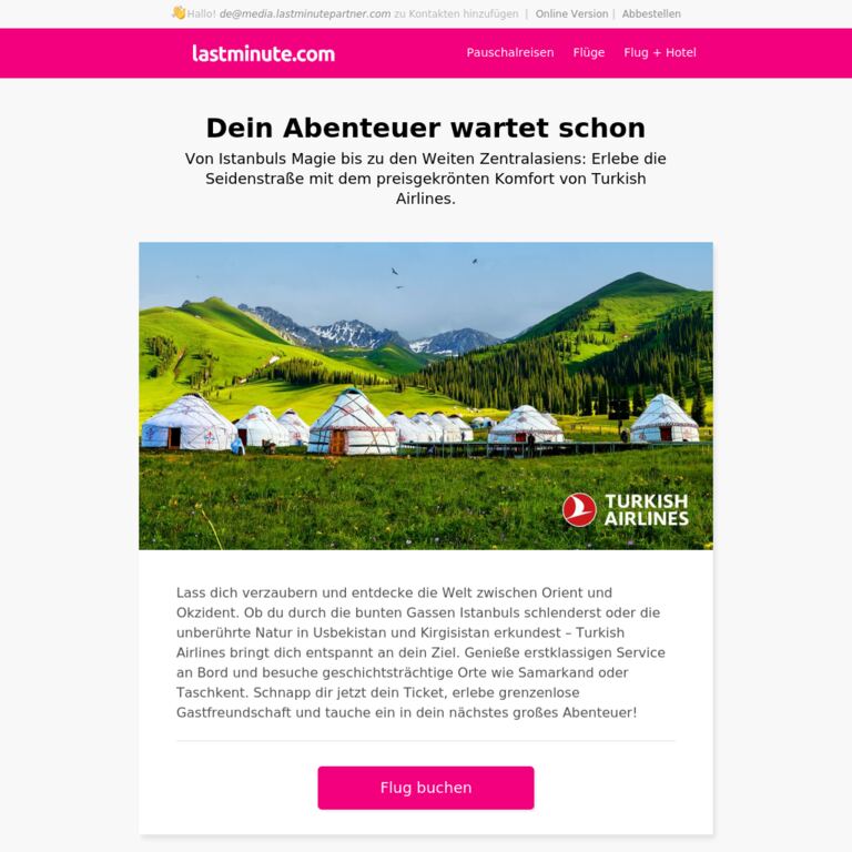 Deine Reise in den Orient - newsletter screenshot