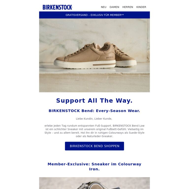 Sneaker. Style. Support. Alles in einem. - newsletter screenshot
