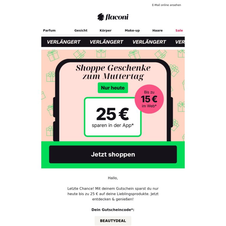 🚨 VERLÄNGERT: Dein 25 €-Gutschein - newsletter screenshot