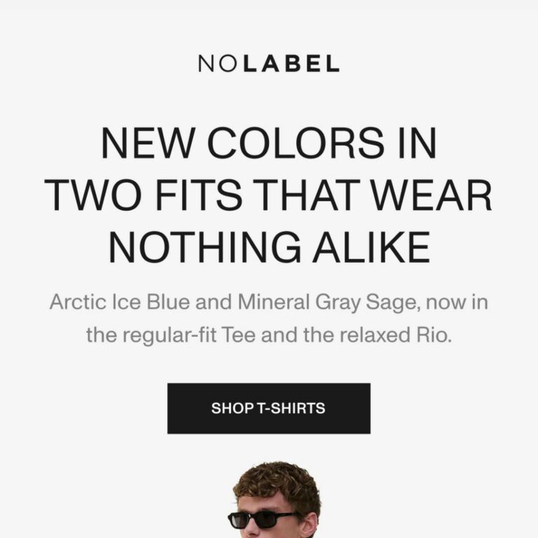 New colors in two distinct fits - newsletter screenshot