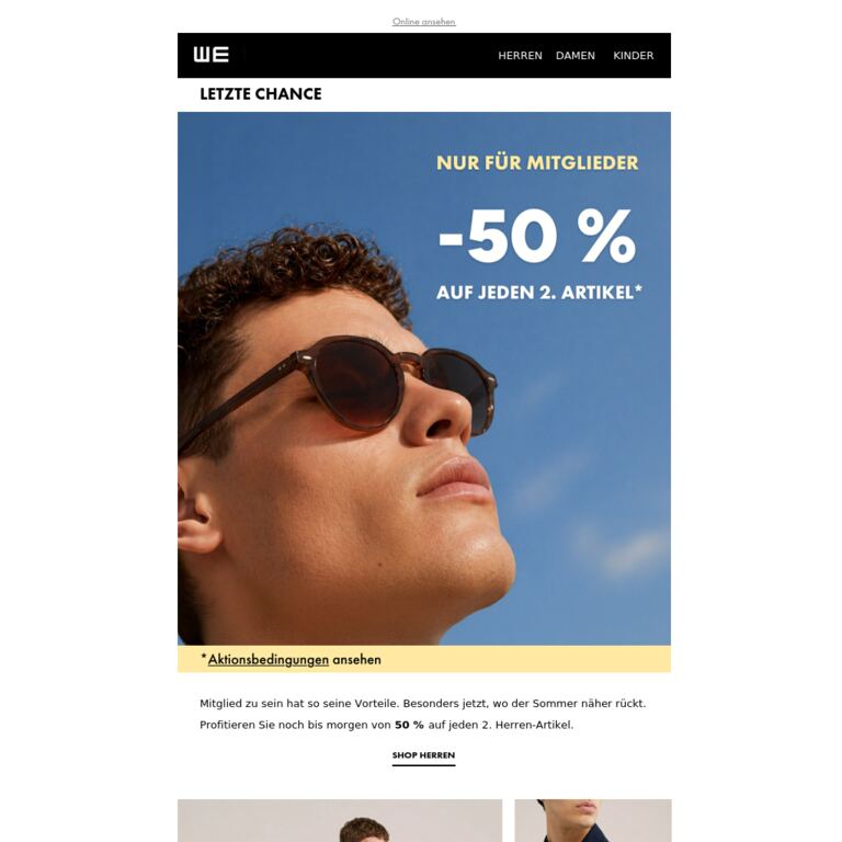 Bis morgen: -50 % auf jeden 2. Sommer-Artikel - newsletter screenshot