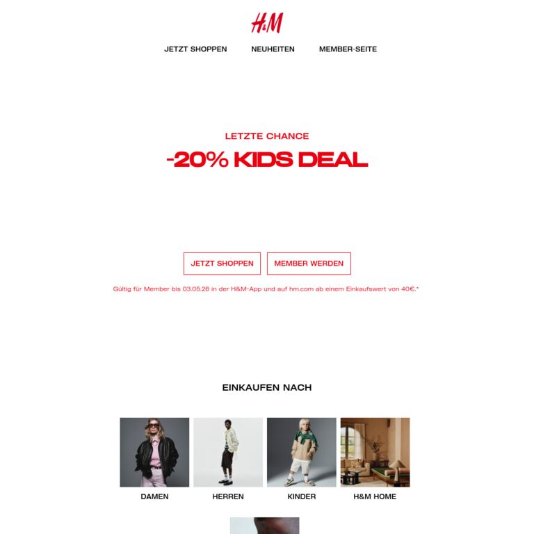 Letzte Chance: -20% - newsletter screenshot