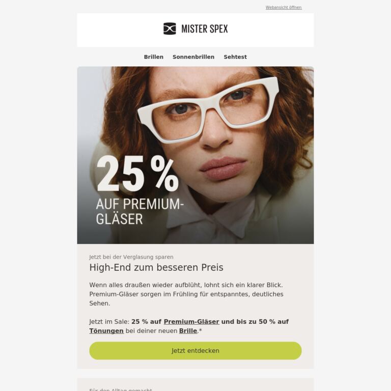 Entdecke unseren Sale und spare bis zu 50 % - newsletter screenshot