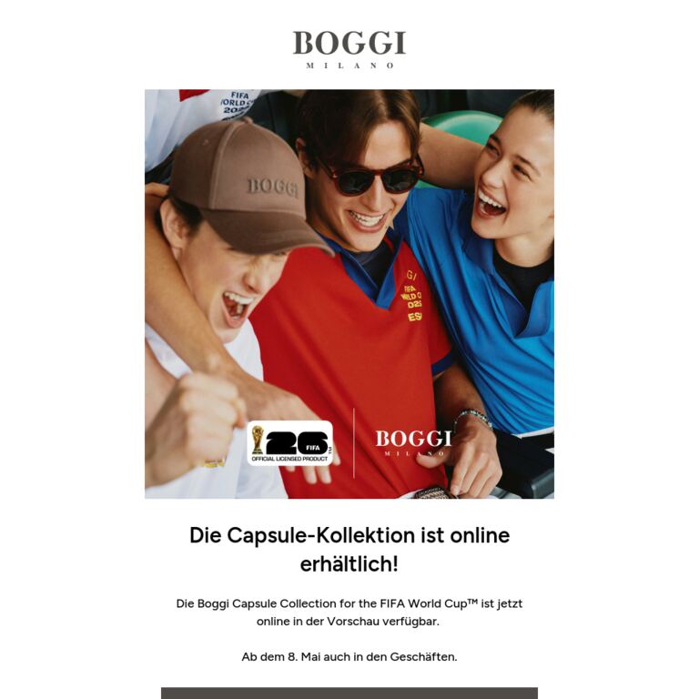 Online-Vorschau: Boggi Capsule Collection for the FIFA World Cup™ - newsletter screenshot