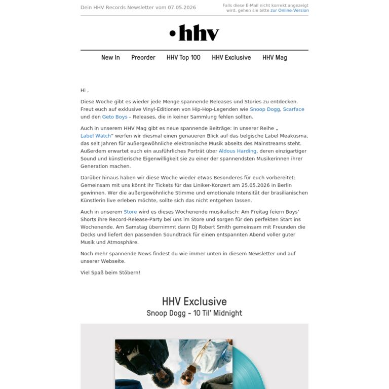 Snoop Dogg | Scarface | Naruto | Liniker Verlosung - newsletter screenshot
