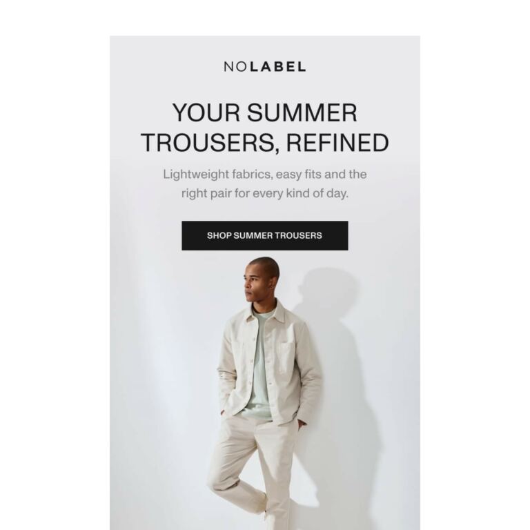 The perfect trousers for warmer days - newsletter screenshot