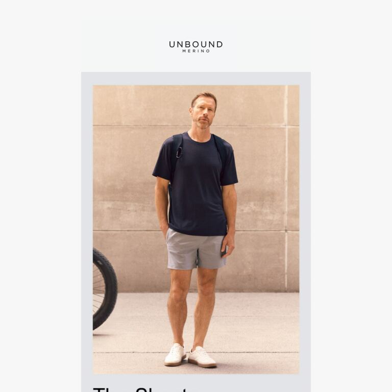Now Shipping: Flex Shorts. - newsletter screenshot