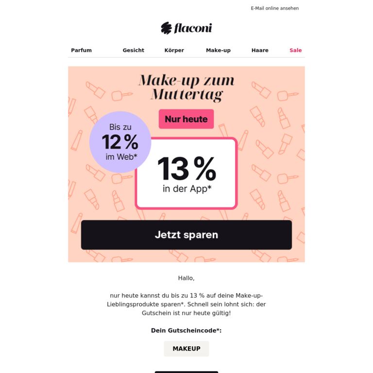 13 %-Gutschein auf Make-up ❗ - newsletter screenshot