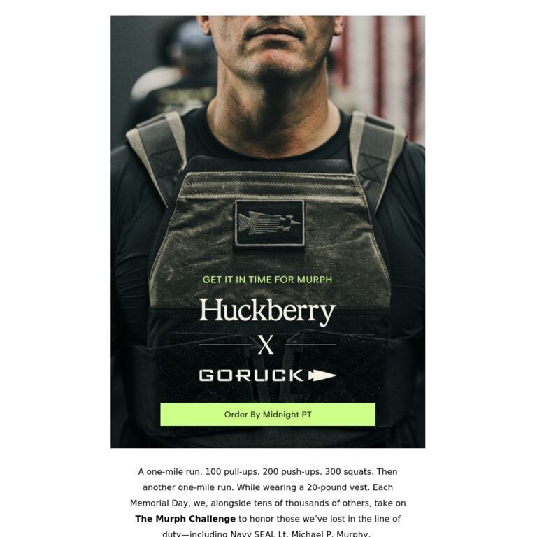 Exclusive Drop: Huckberry x GORUCK - newsletter screenshot