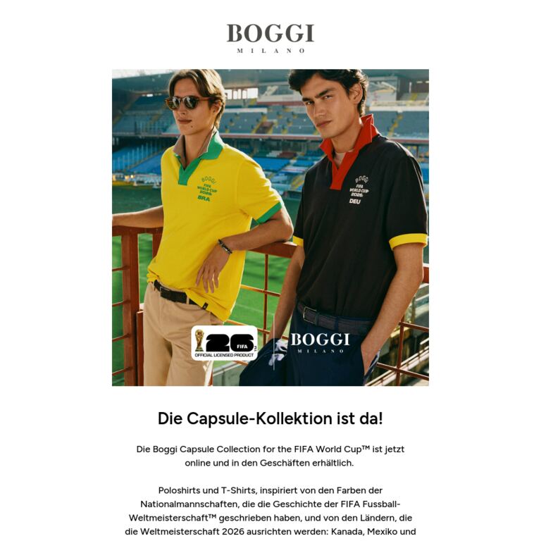 Die Boggi Capsule Collection for the FIFA World Cup™ ist da! - newsletter screenshot