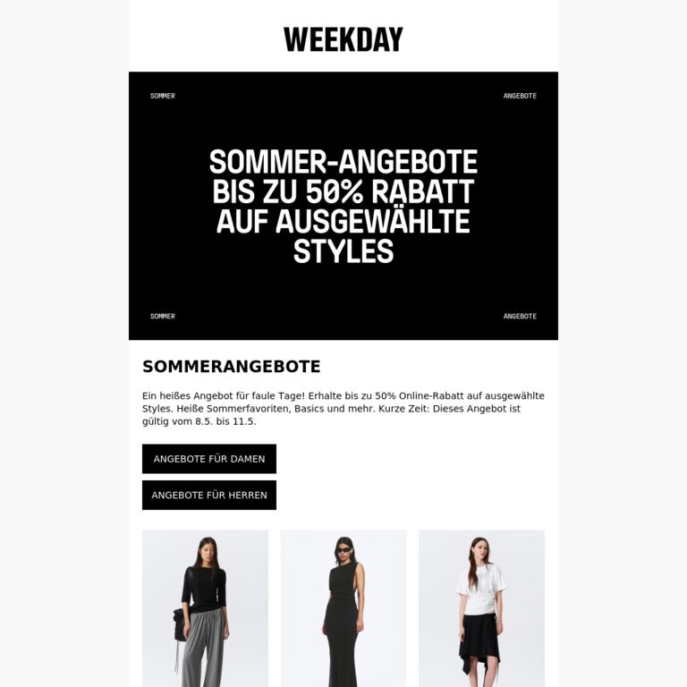 Bis zu 50% Rabatt auf heiße Styles - newsletter screenshot