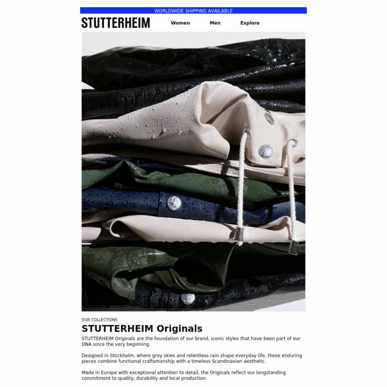 STUTTERHEIM Originals - newsletter screenshot