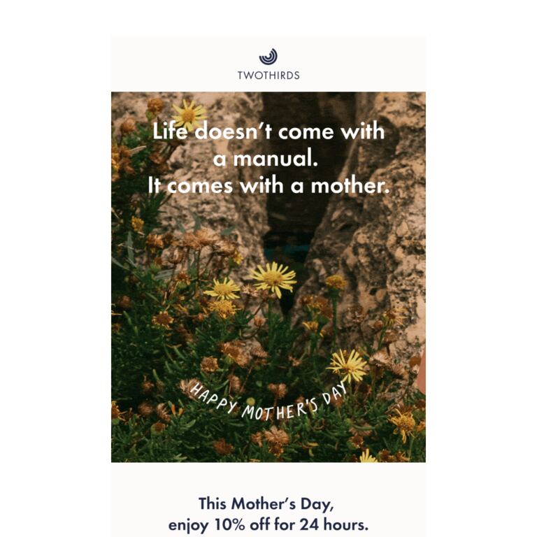A Mother’s Day gift, 10% OFF - newsletter screenshot