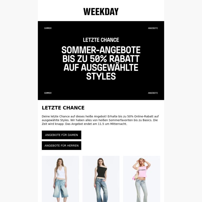 Das Sommer-Angebot endet in Kürze - newsletter screenshot