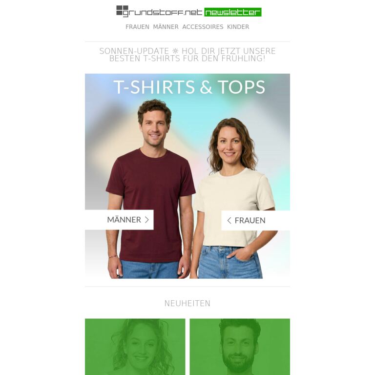 Sonnen-Update ☼ Hol dir jetzt unsere besten T-Shirts für den Frühling! - newsletter screenshot