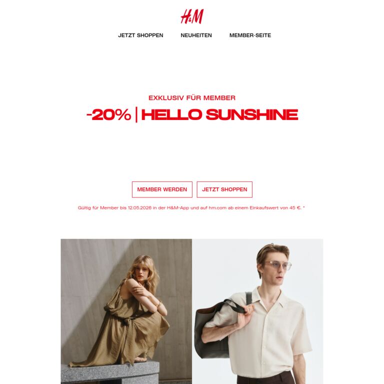 -20% | HELLO SUNSHINE - newsletter screenshot