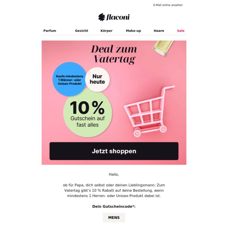 Vatertags-Deal: 10 % auf... ❓ - newsletter screenshot