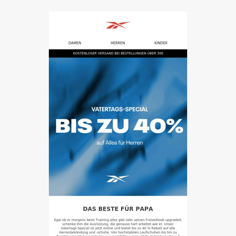 Vatertags-Special: Bis zu 40 % Rabatt - newsletter screenshot