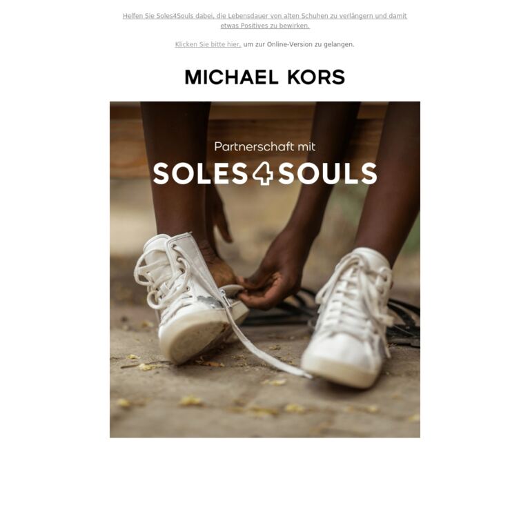 Aussortierte Schuhe spenden, -30 % auf ein neues Paar erhalten - newsletter screenshot