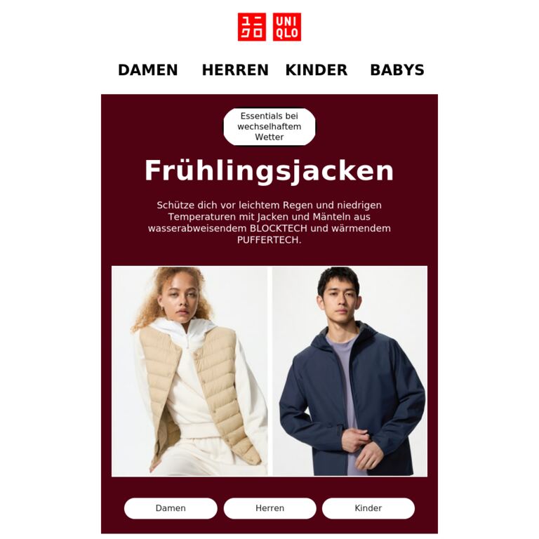 Für wechselhafte Frühlingstage - newsletter screenshot