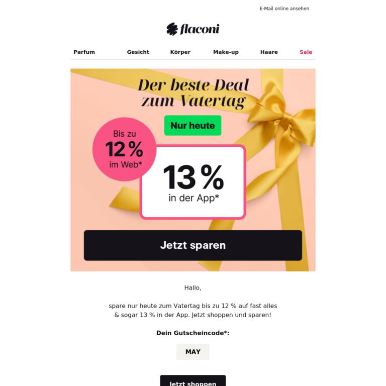 Heute 13% auf fast alles 🔥 - newsletter screenshot